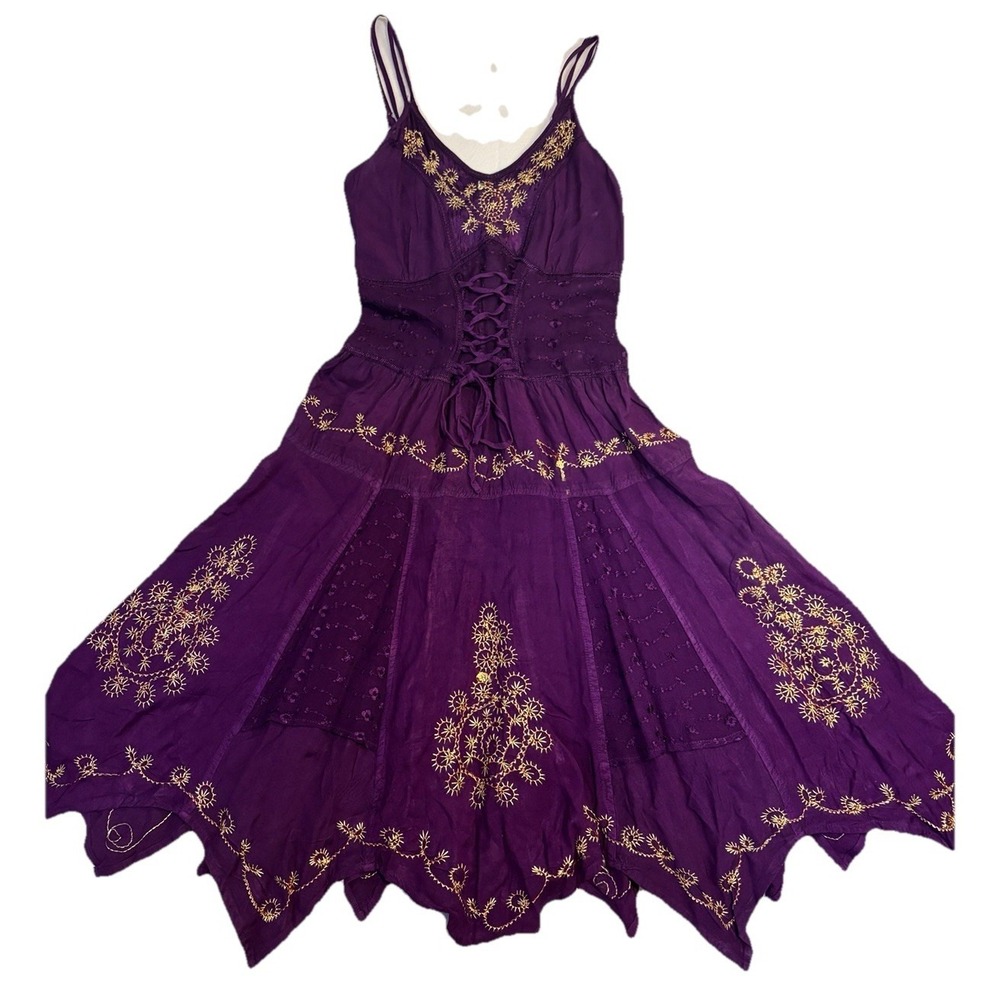 Fashion Terminal Inc. Fairy Boho Corset Midi Dress Free Sz Festival
